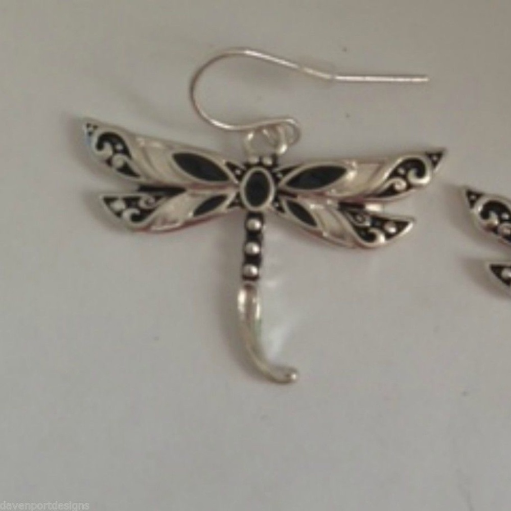Dragonfly Earrings Dangle hooks Handmade New - Picture 3 of 4
